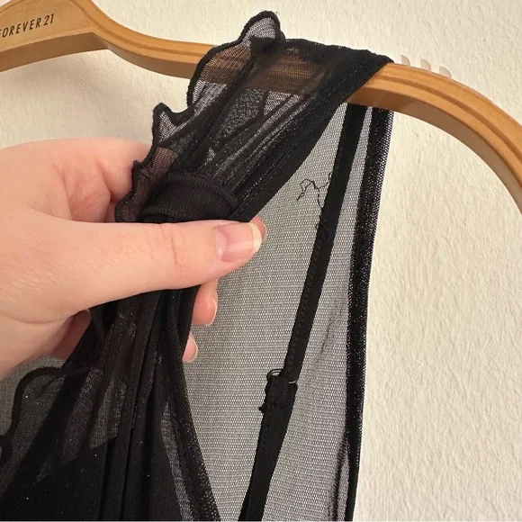 Vintage Y2K Cache Cache Dress Fairy Whimsigoth Grunge Mini Sparkles Mesh Black - Picture 6 of 13